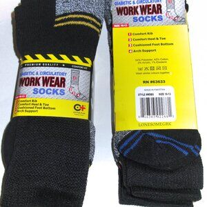 6 Pairs Mens Diabetic Top Stretch Cotton Blend Mid Calf Medical Work Crew Socks